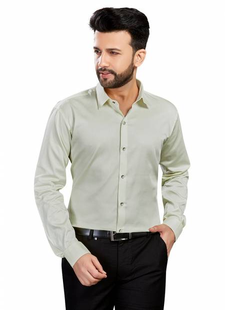 Outluk 1427 Office Wear Cotton Satin Mens Shirt Collection 1427-LIGHT PISTA GREEN